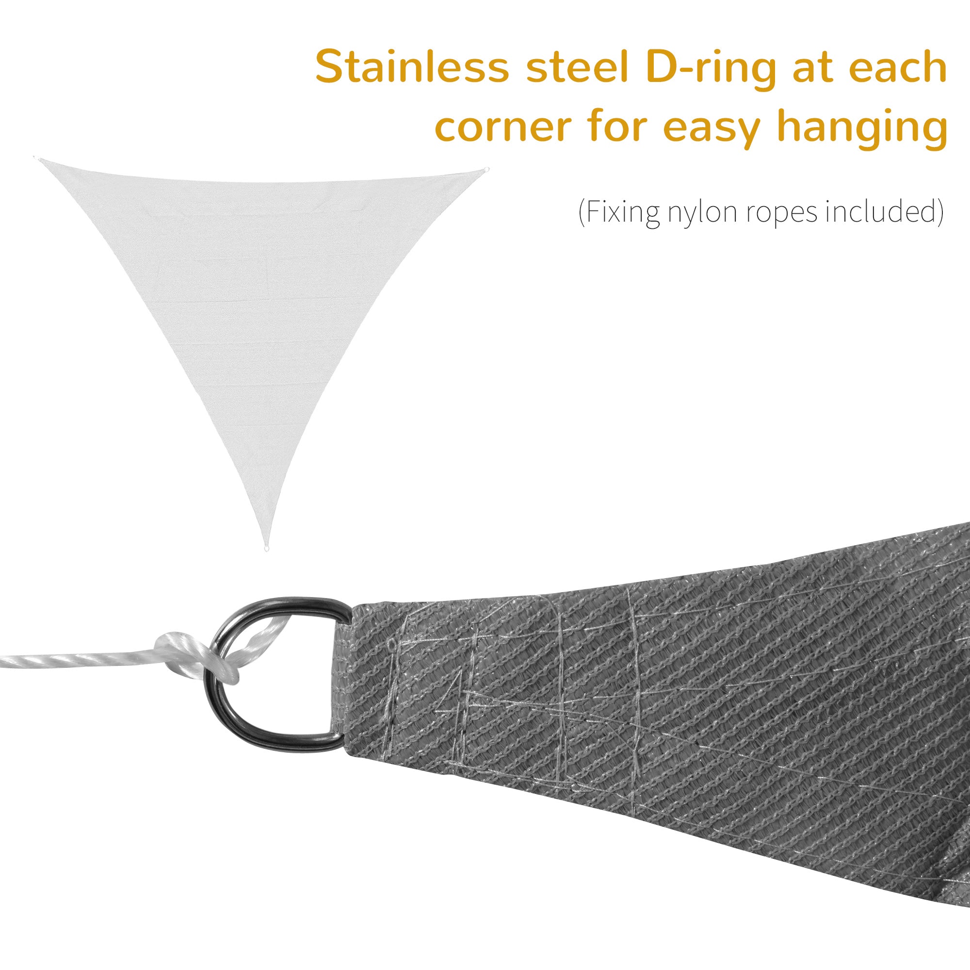 5x5m Triangle Sun Shade Sail Outdoor UV Protection HDPE Canopy, Grey