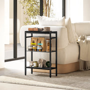 Side Table, Three Shelf Industrial Black