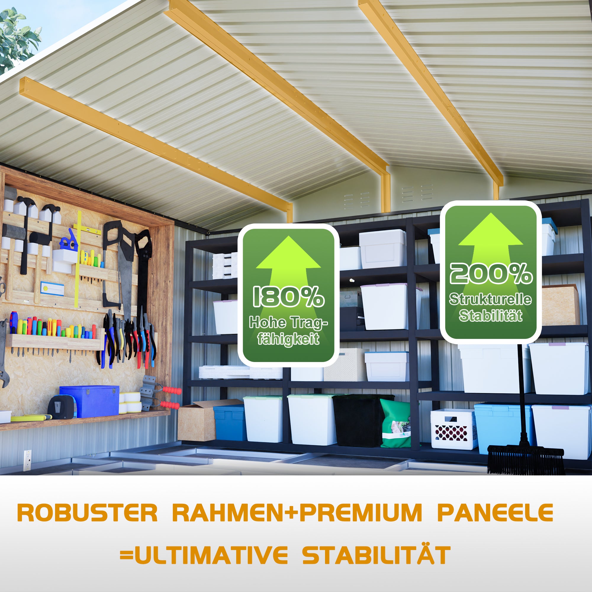 Garden Shed XXXL 300x252x191 cm Pitched Roof Storage Metal, Grey