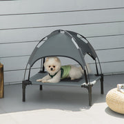 PawHut Outdoor Dog Bed with Roof, Elevated with Canopy, Breathable Taffeta Fabric, Grey