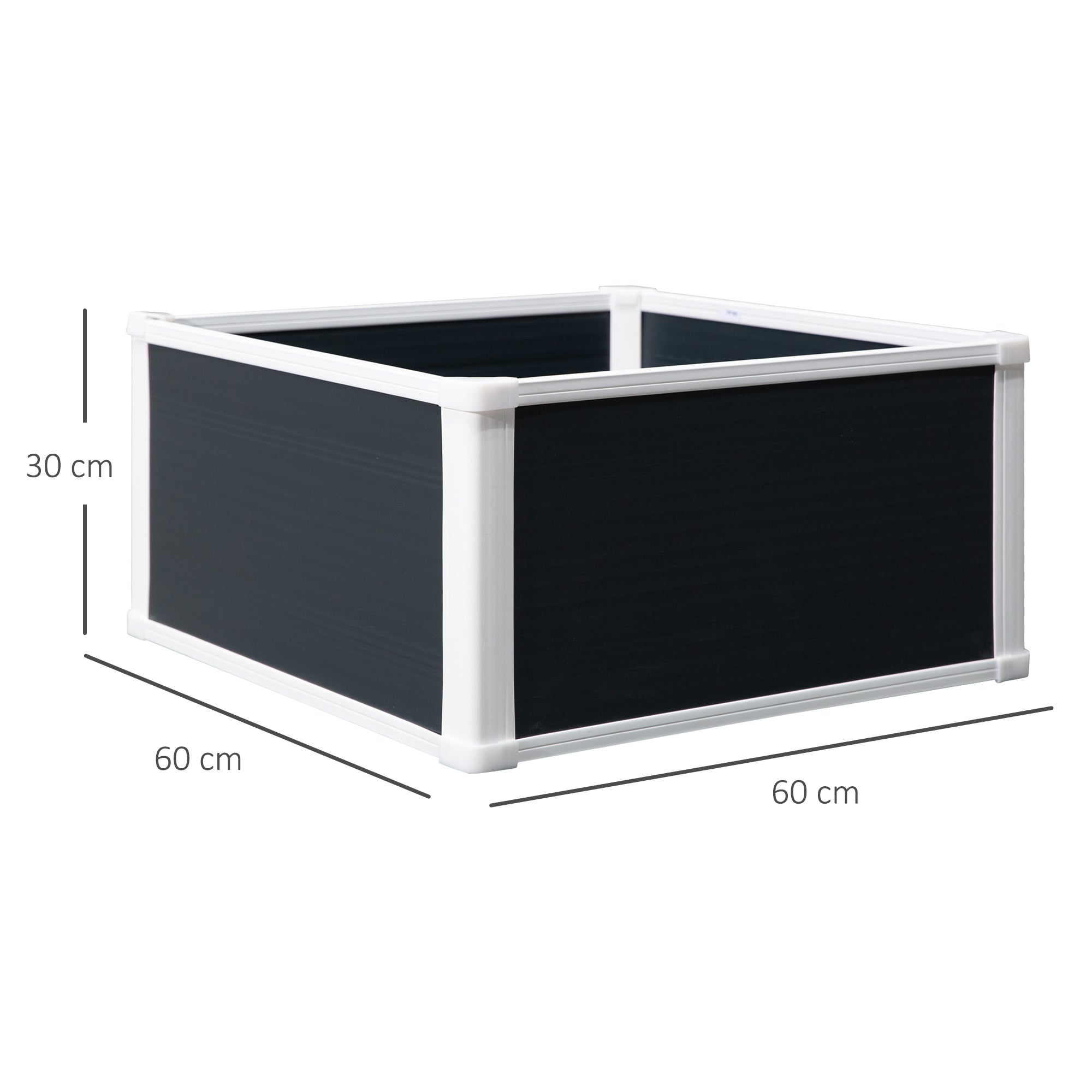 Raised Garden Bed Flower Box Planter 60x60x30cm Drainage Function Plastic Grey