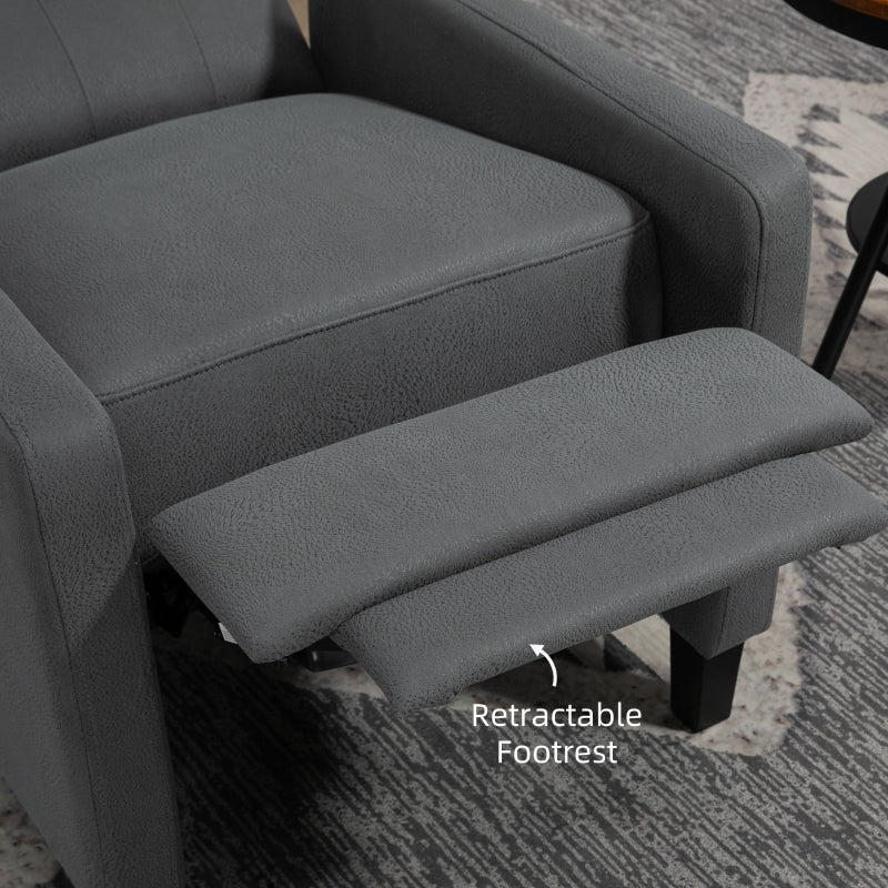 Wingback Recliner Chair, Button Tufted with Leg Rest, Deep Grey Microfibre Cloth