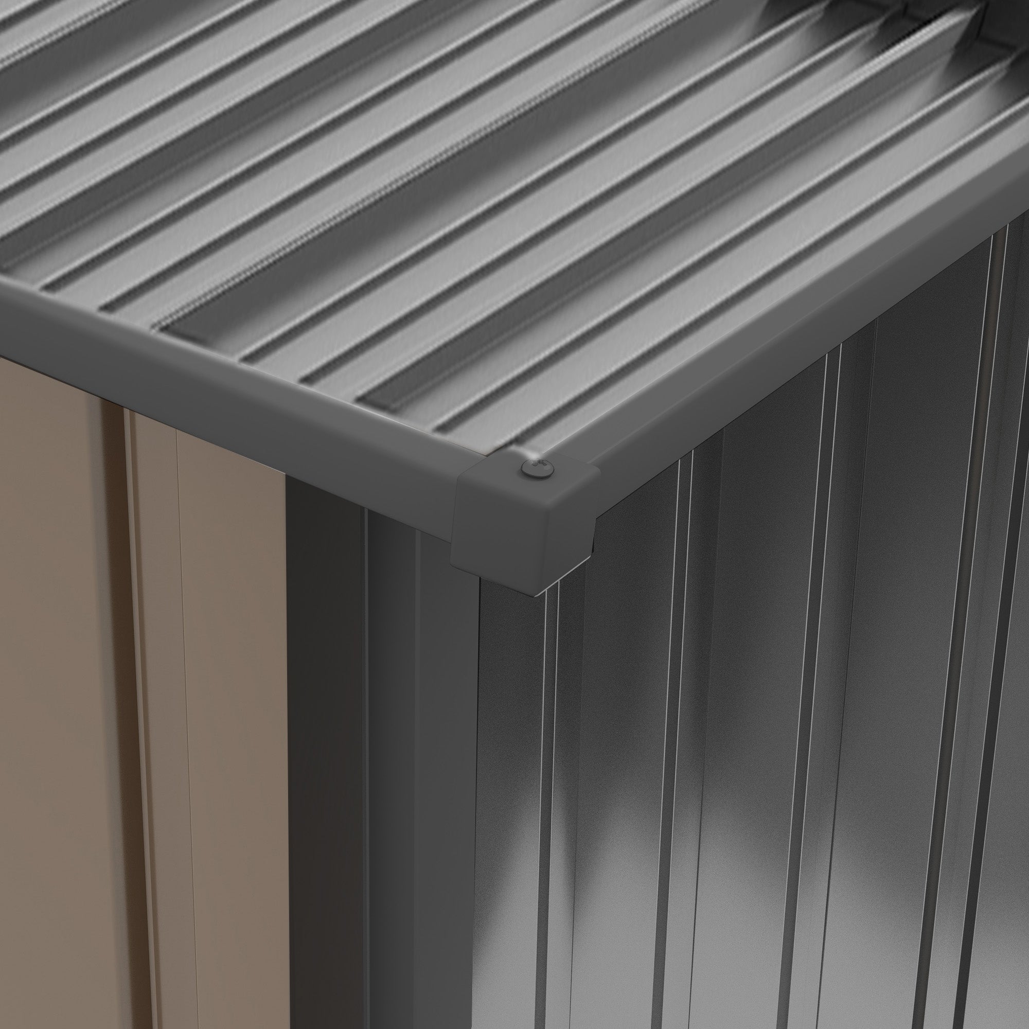 Lean To Garden Shed 3.3x3.4ft Locking Door Steel Brown/Grey