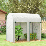 200 x 100cm Walk-In Greenhouse with Zipped Doors, White