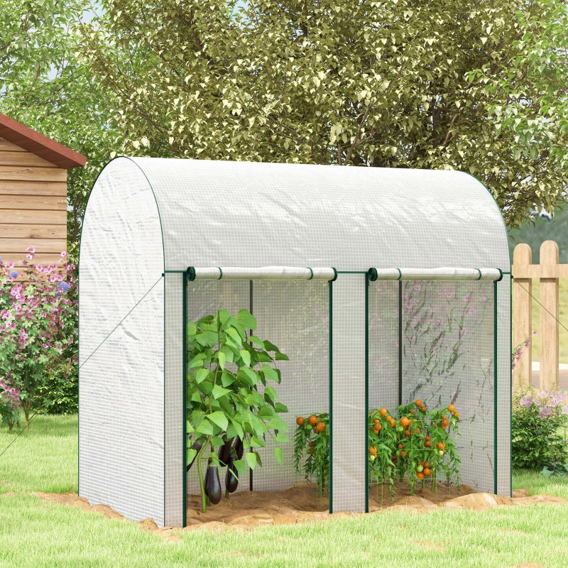 200 x 100cm Walk-In Greenhouse with Zipped Doors, White