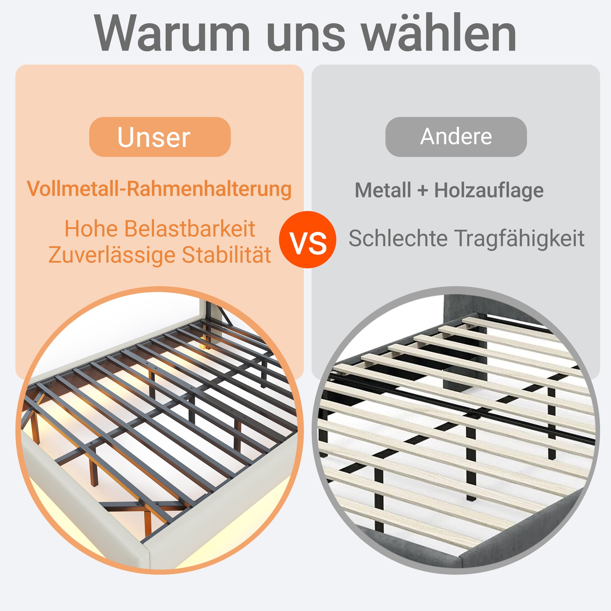 Upholstered Bed 160 x 200 cm, USB Socket, Light Strip, Reversible Headboard, Beige Linen Fabric