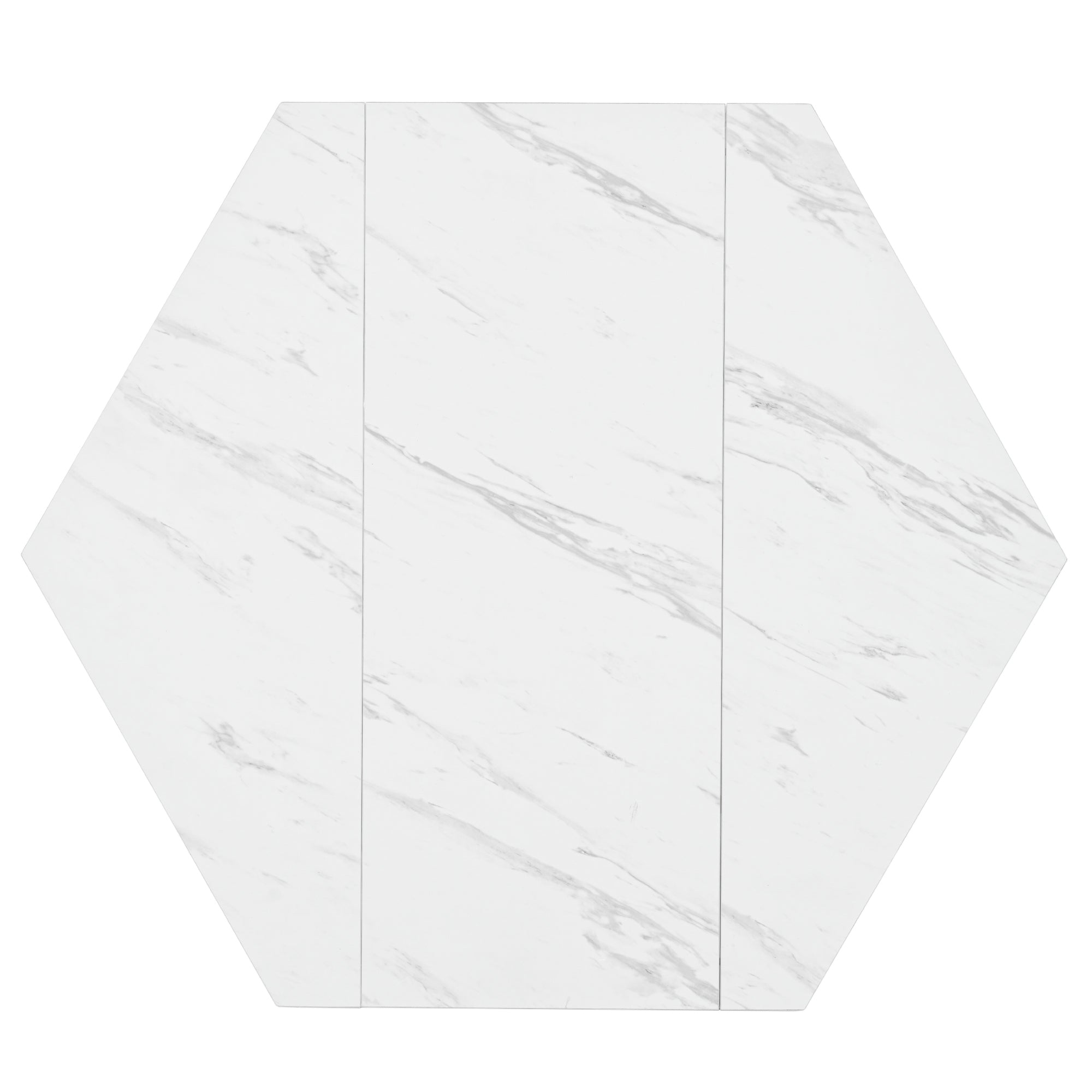 Dining Set (5-Piece) Modern Hexagonal Marble Table 4 Green Velvet Chairs Gold Legs