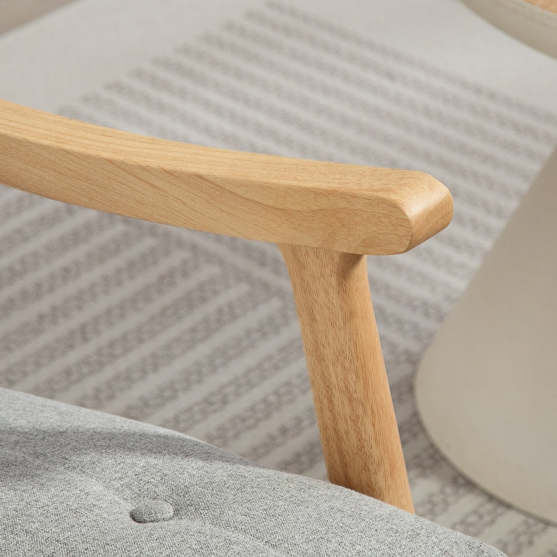 Wood Frame Rocking Accent Chair with 35° Rocking Base, Thick Padding, and Side Pocket, Light Grey