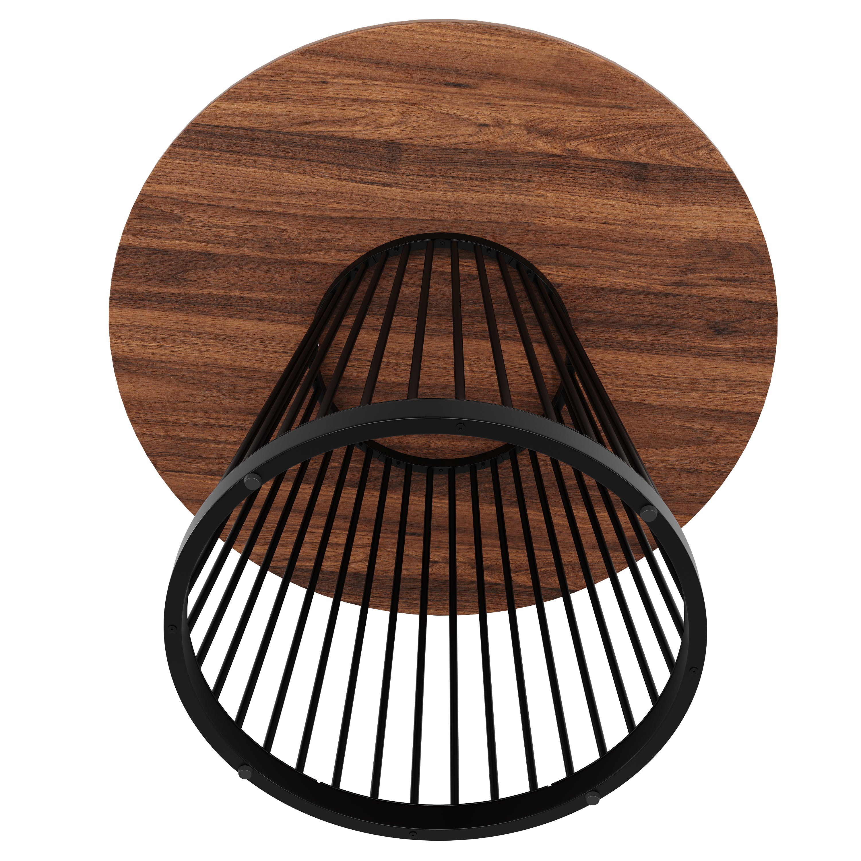 Round Dining Table 80x80cm 4-Person Walnut MDF/Black Metal Legs