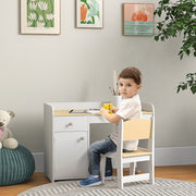 Kids Desk and Chair Set, 3-6 Years, with Storage Drawer - White