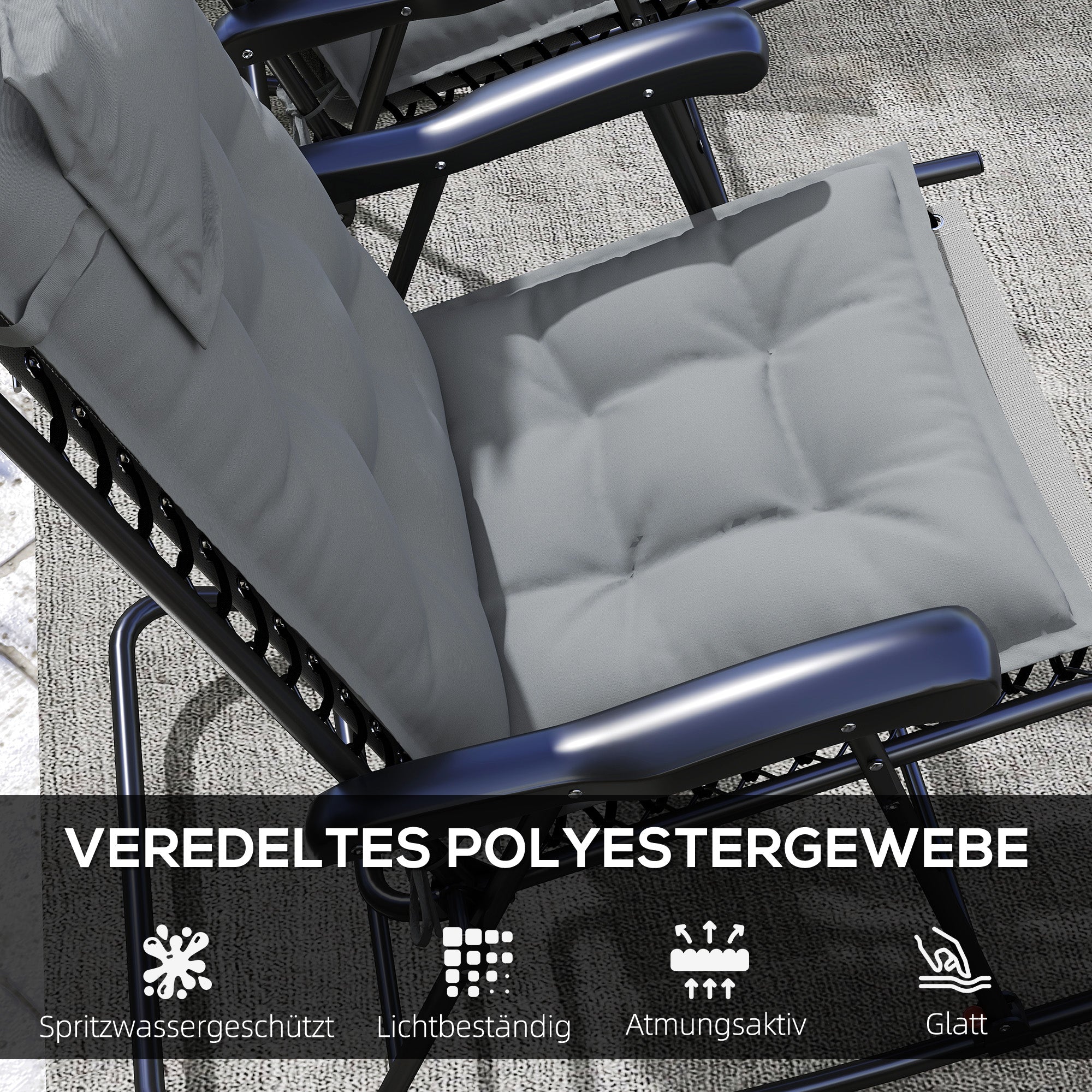 Sunlounger Cushions Water-Repellent Garden Beach Deck Chair 50 x 116 x 5 cm Light Grey