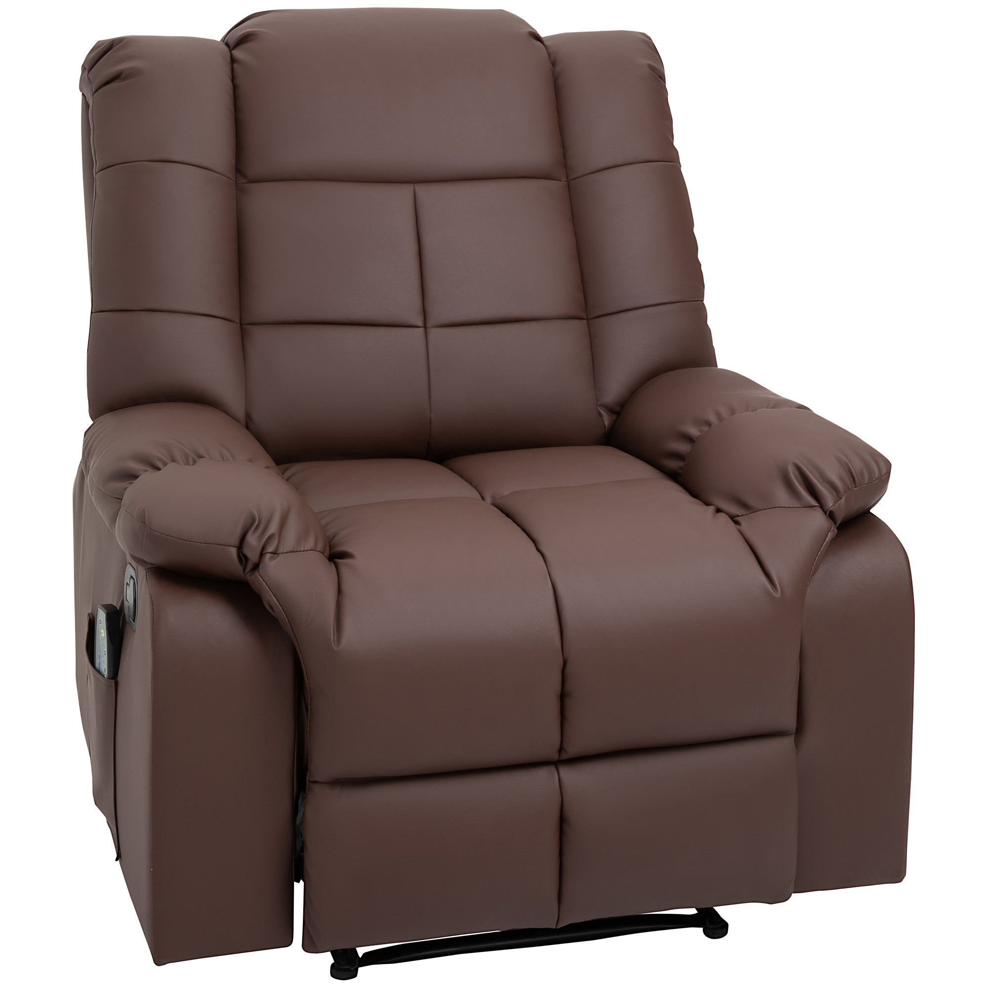 Electric TV Recliner, 165° Reclining 8 Massage Points Remote Control, Faux Leather Brown