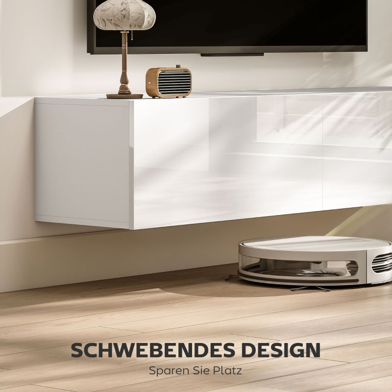TV cabinet hanging TV board for TVs up to 65 inches 140 cm lowboard with storage space, white