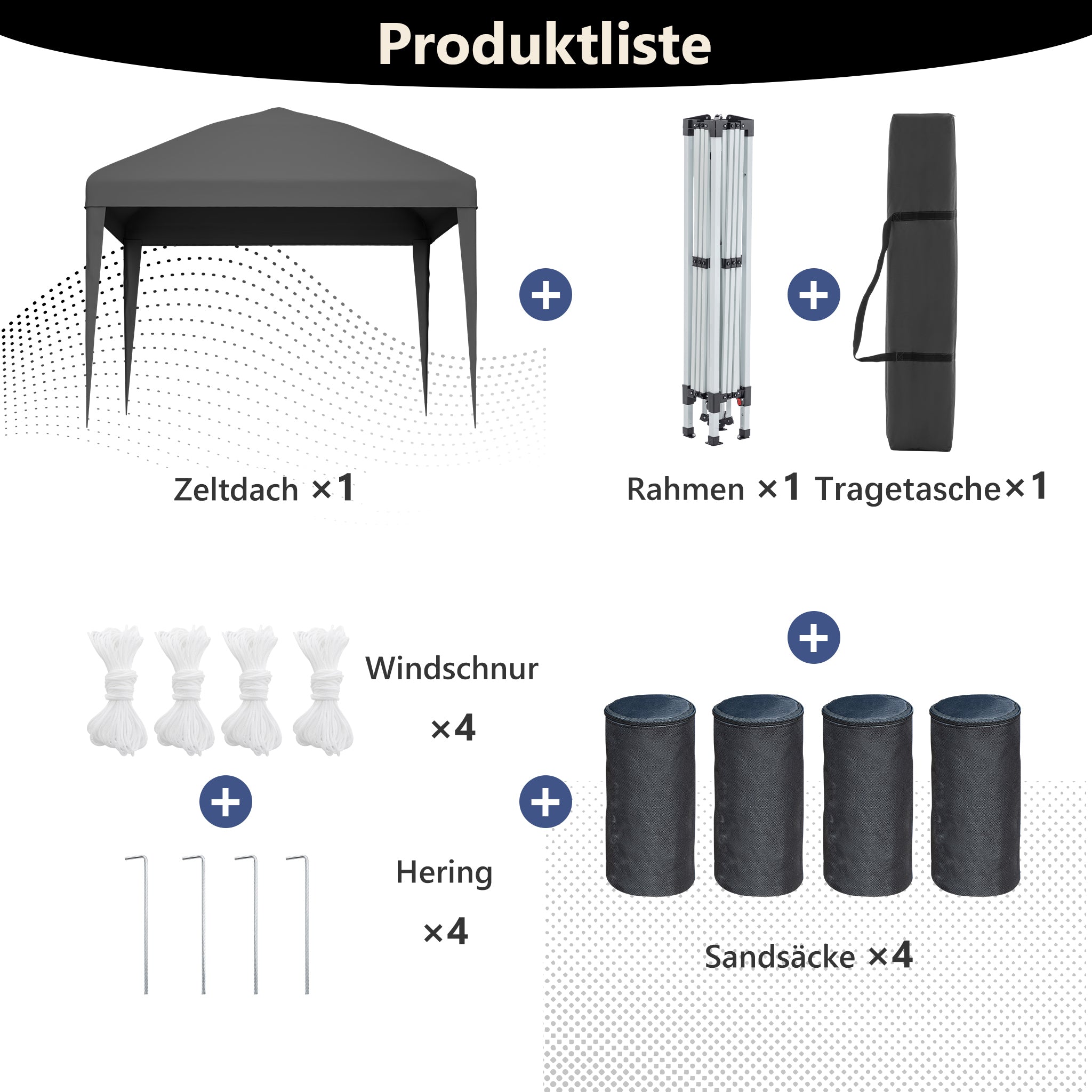 Pop-up Gazebo, Height-Adjustable Folding Garden with 4 Sandbags & Carrying Bag, Gray