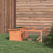 Small Animal Hutch, Dwarf Rabbit Hutch with Asphalt Roof, Fir Wood Orange and Green