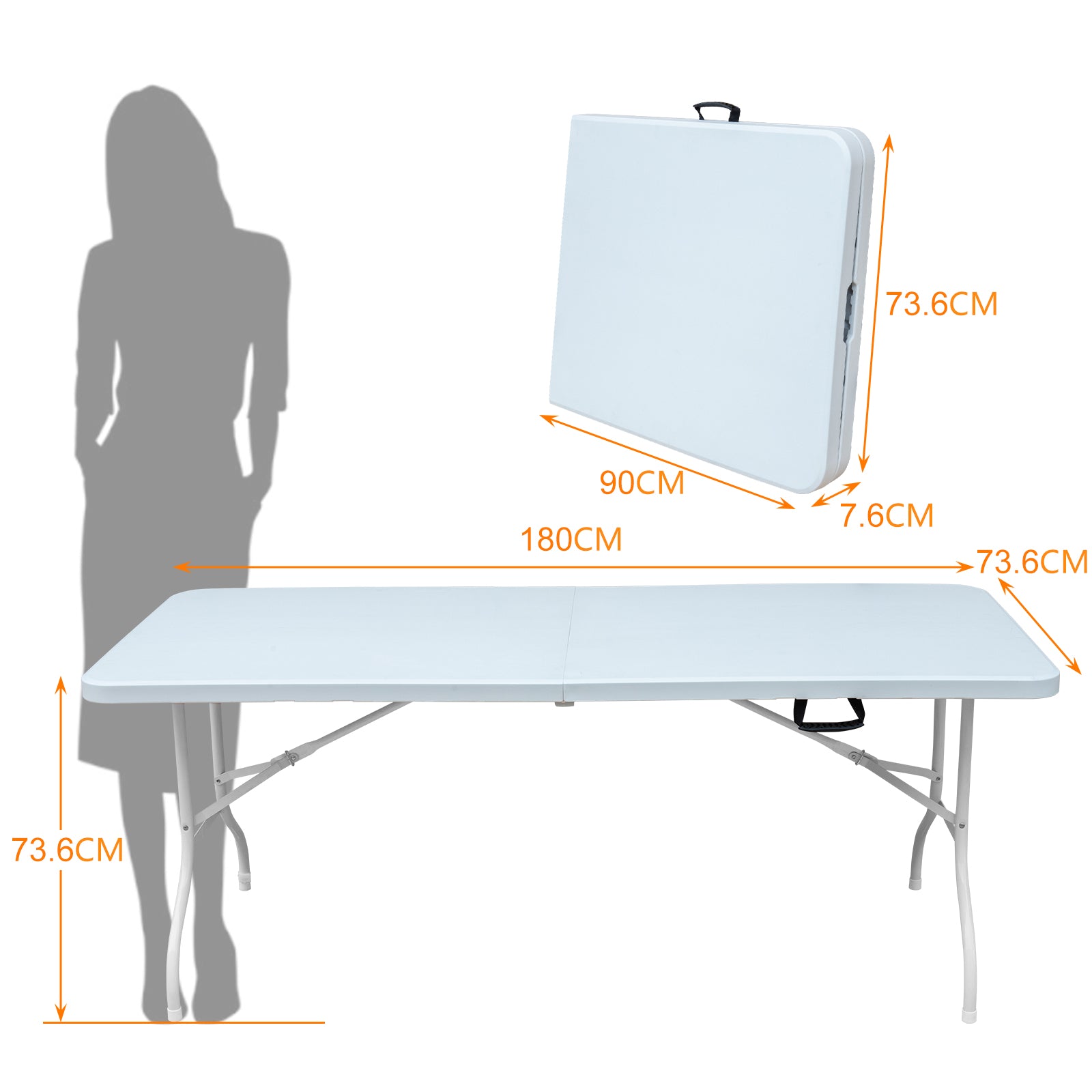 Portable Folding Table 180cm Heavy Duty (White)