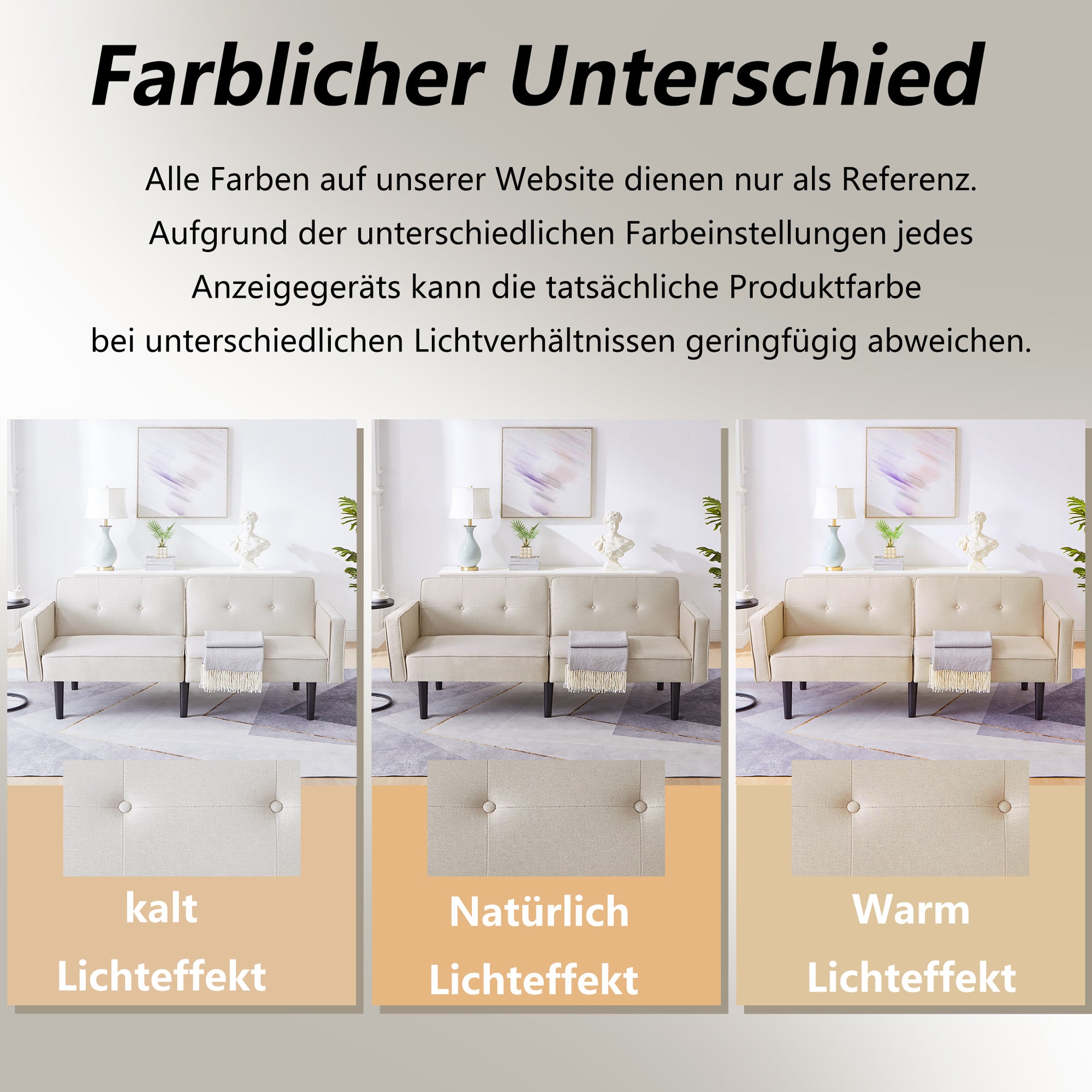 Sofa Bed, 2-in-1 Adjustable with Independently Adjustable Backrests, Cotton Linen Fabric