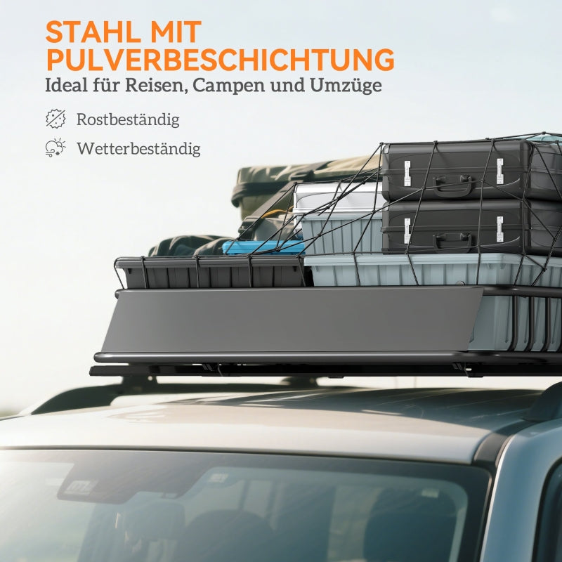 Roof Rack Universal Roof Basket with Wind Protection, 90.7 kg Load Capacity, Steel, Black