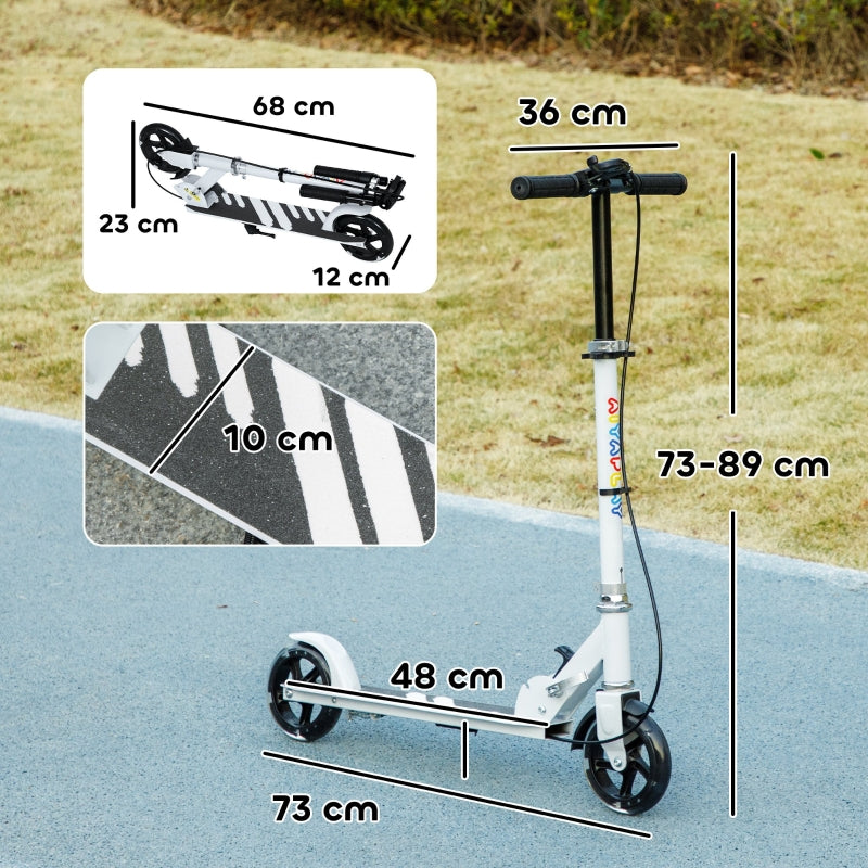 Children's Scooter with Double Brakes and Metal Frame, Foldable for Ages 3-8, White