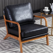 GOMYWAY Accent Chair Mid-Century Modern Armchair with Solid Wood Frame, Black