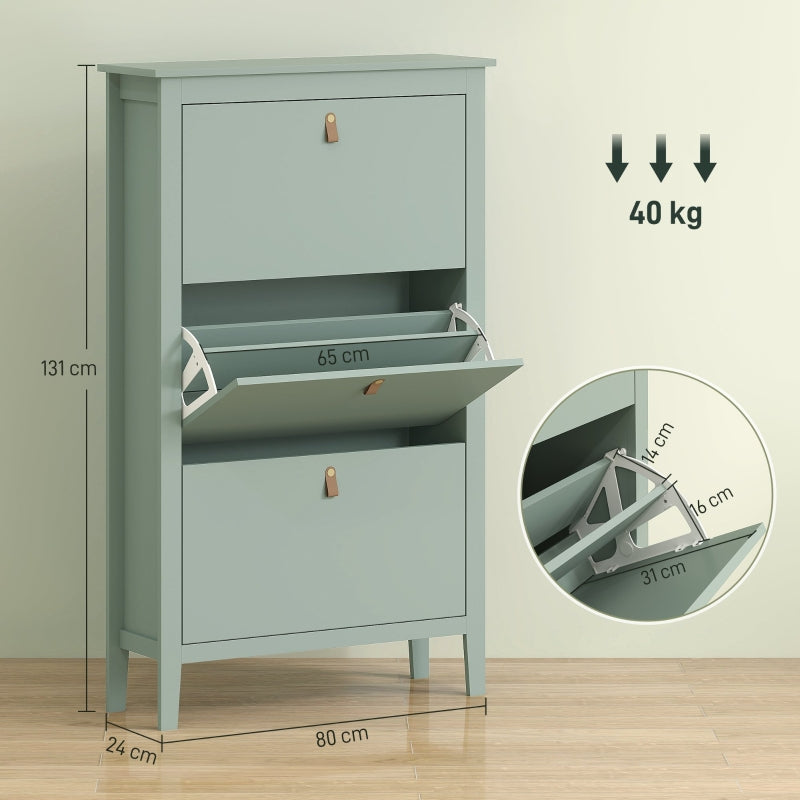 Modern Shoe Cabinet, Three-Drawer, Green