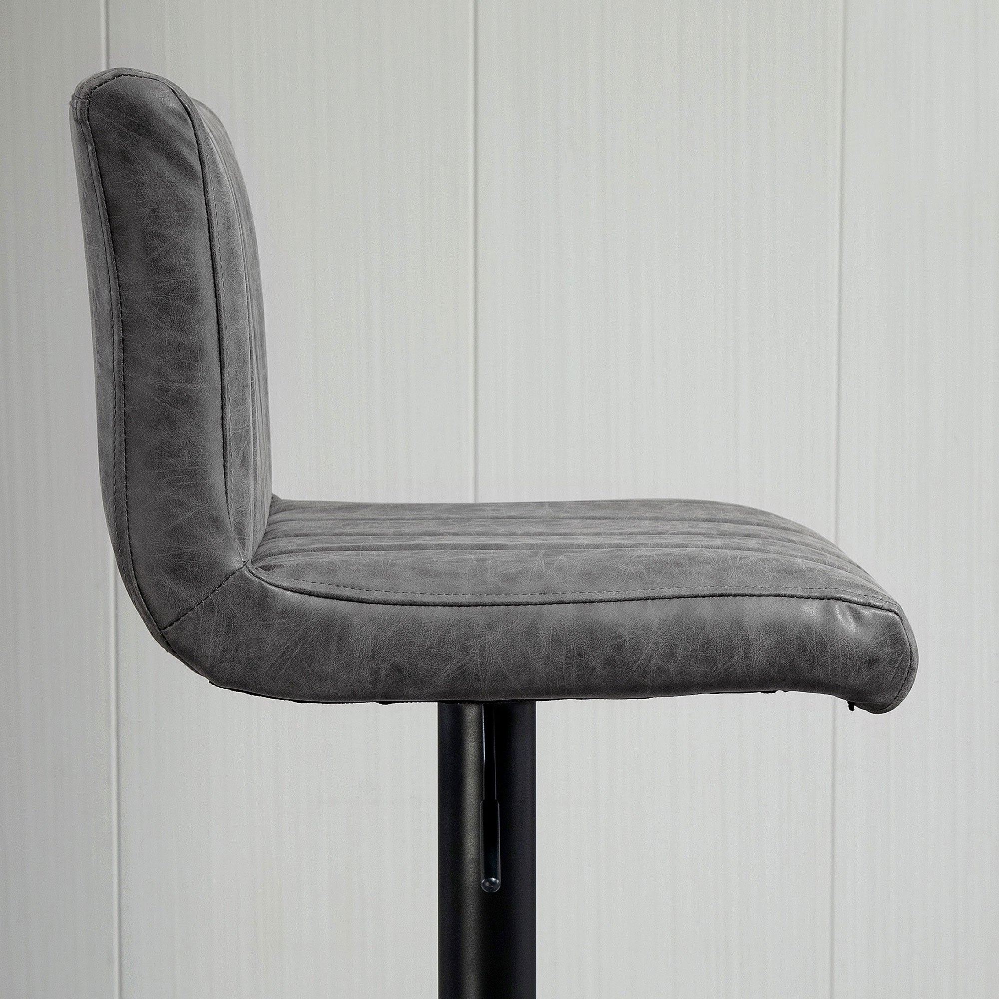 Adjustable Barstools Set of 2, Swivel Counter Bar Chairs with Footrest and Gas Lift, Grey PU Leather