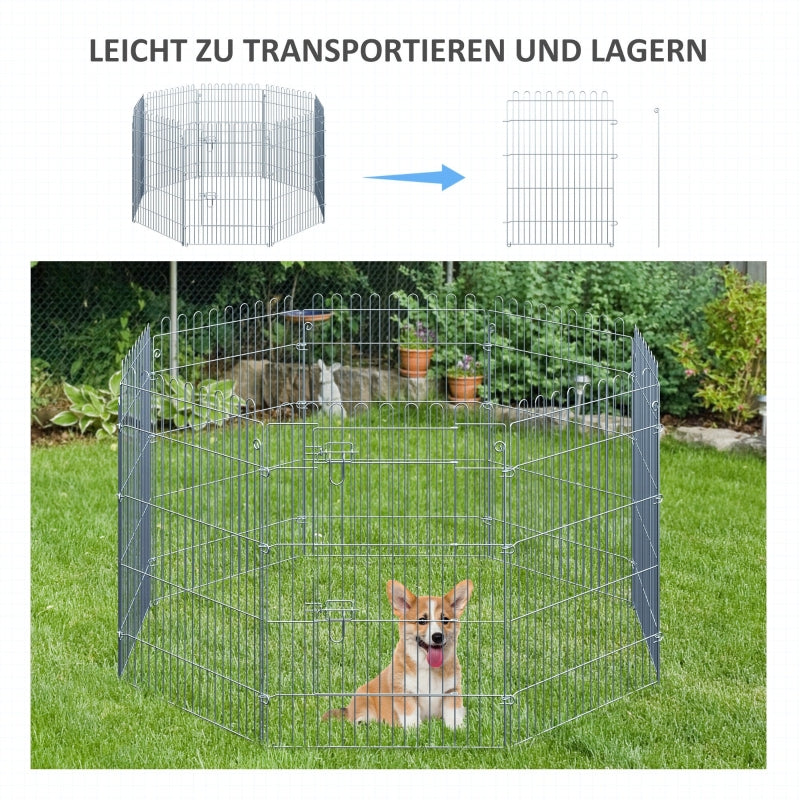 Outdoor Enclosure, 8-Part Puppy Run & Playpen Gate, Metal