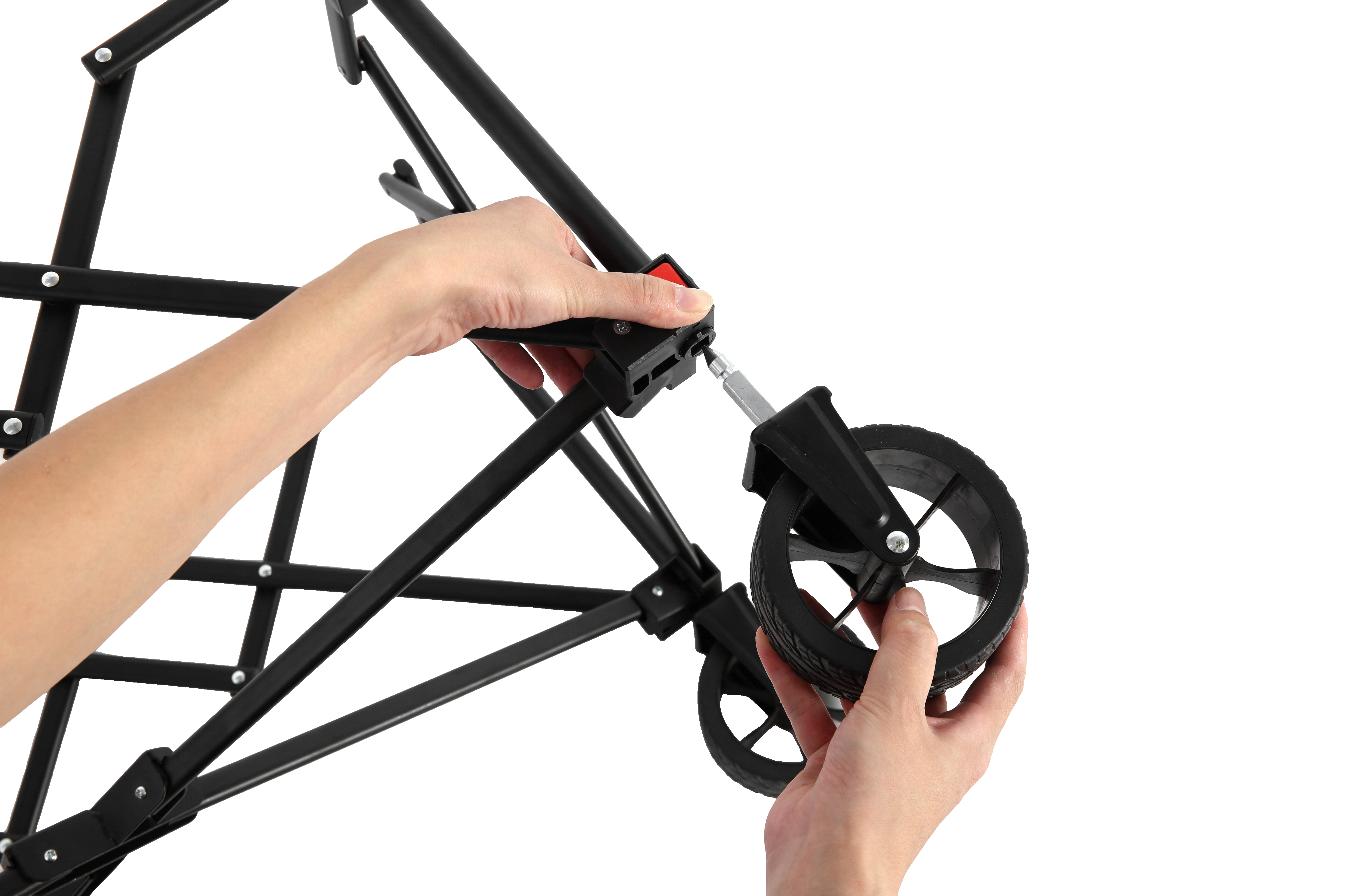 Folding Wagon Cart with All Terrain Wheels, Heavy Duty, Adjustable Handle, Black