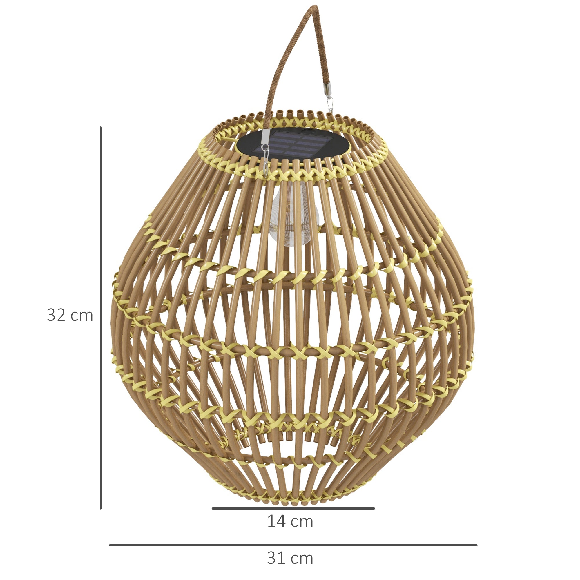 Solar Lamp Garden Light Waterproof with Light Sensor Rattan Yellow