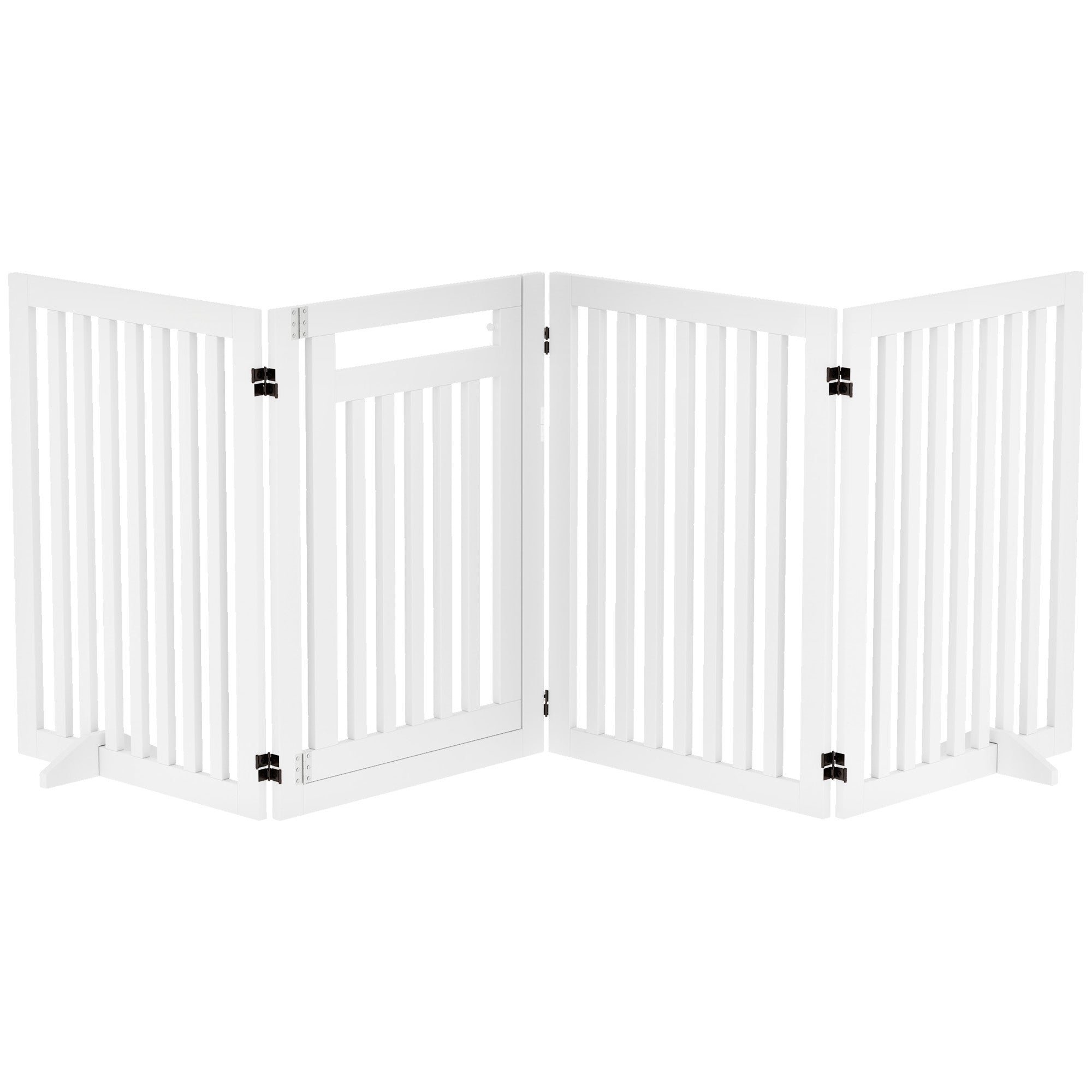 Stair Gate, Foldable Safety Gate, 4-Piece, Freestanding, White