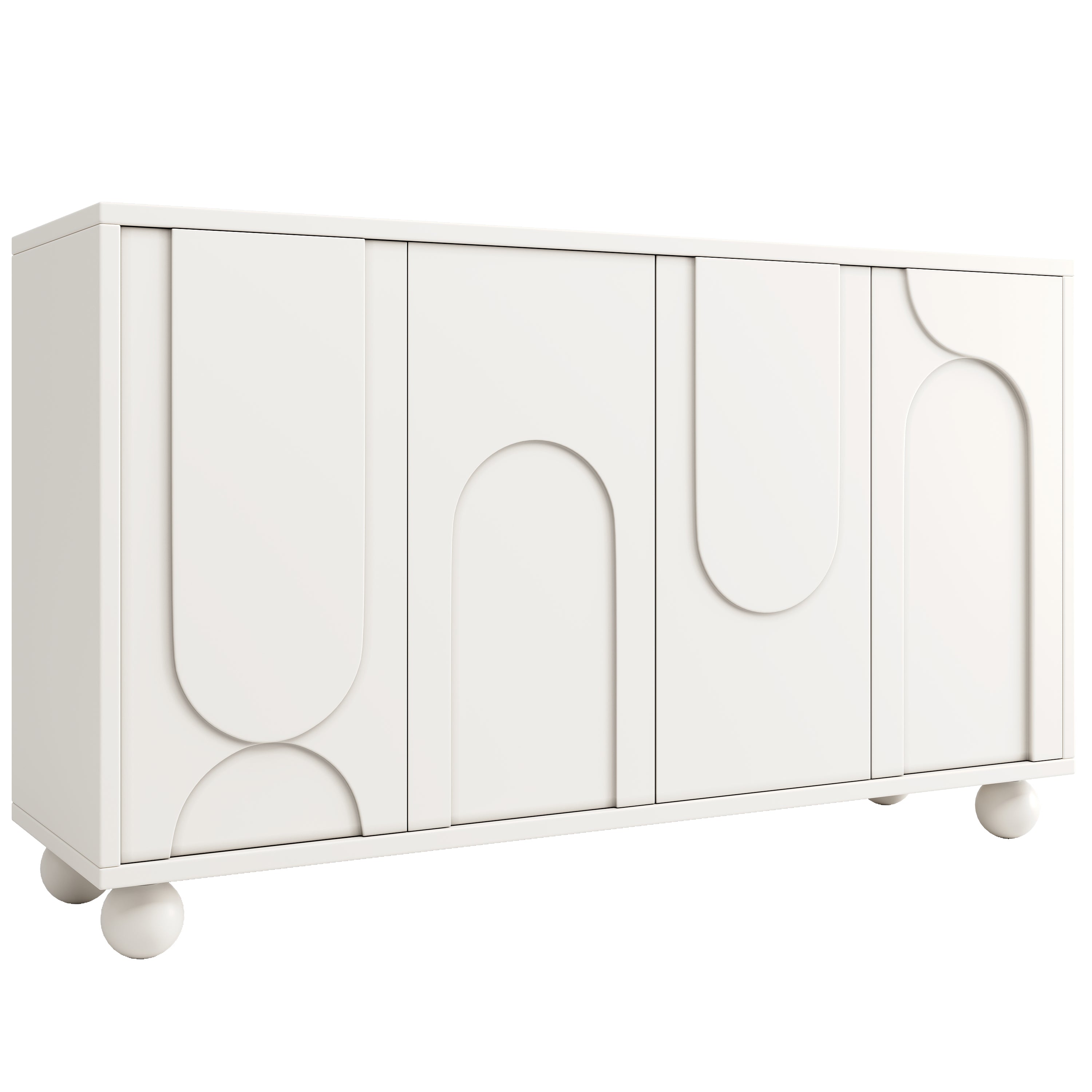 Sideboard Cabinet with Storage and Adjustable Top, White