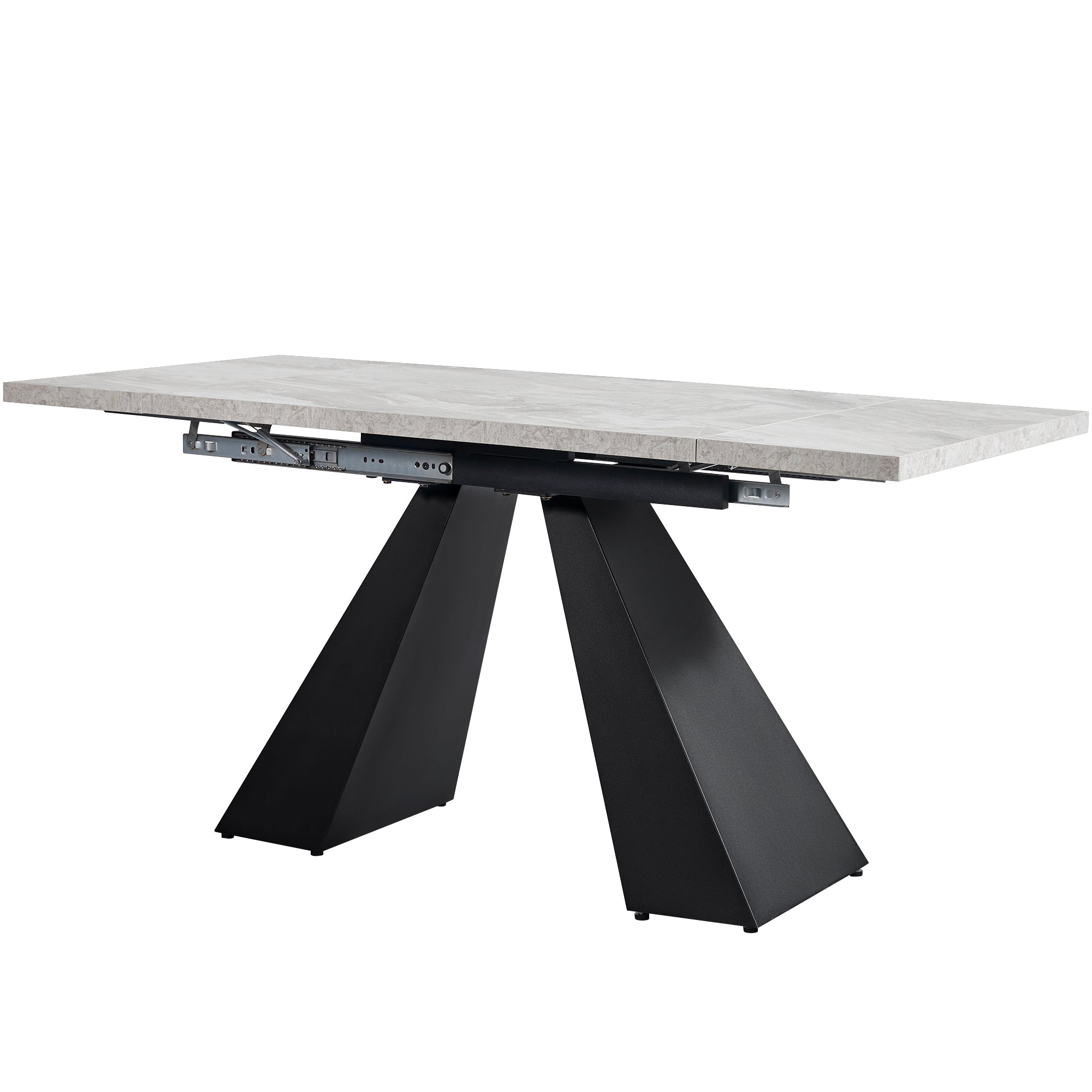 Telescopic Dining Table, Extendable Space-Saving Kitchen Table, Grey