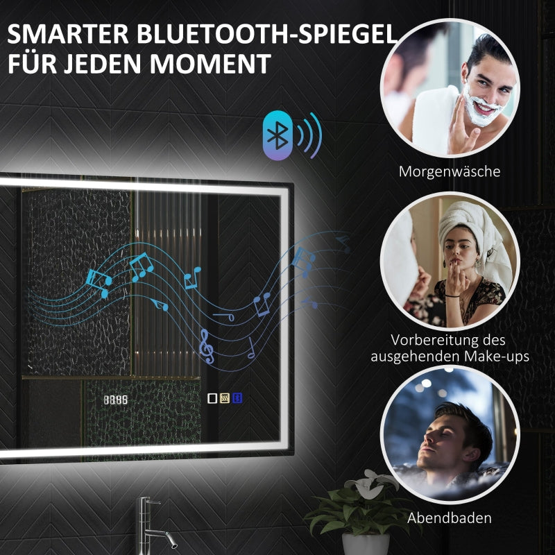 Bathroom Mirror LED Bluetooth Anti-Fog Touch Switch, 80x60cm, Silver