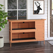 Small Animal Hutch, Double-Tier Guinea Pig Cage, Fir Wood, Orange