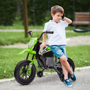 AIYAPLAY Electric Motorcycle for Kids, 12V with music and training wheels, green