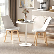 Dining Table Round for 2 People Modern Steel White