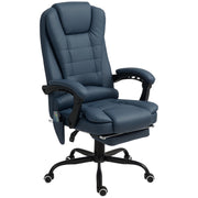 Vinsetto Massage Office Chair, 7 Vibration Points, Adjustable Footrest & Backrest, Leather Look, Blue