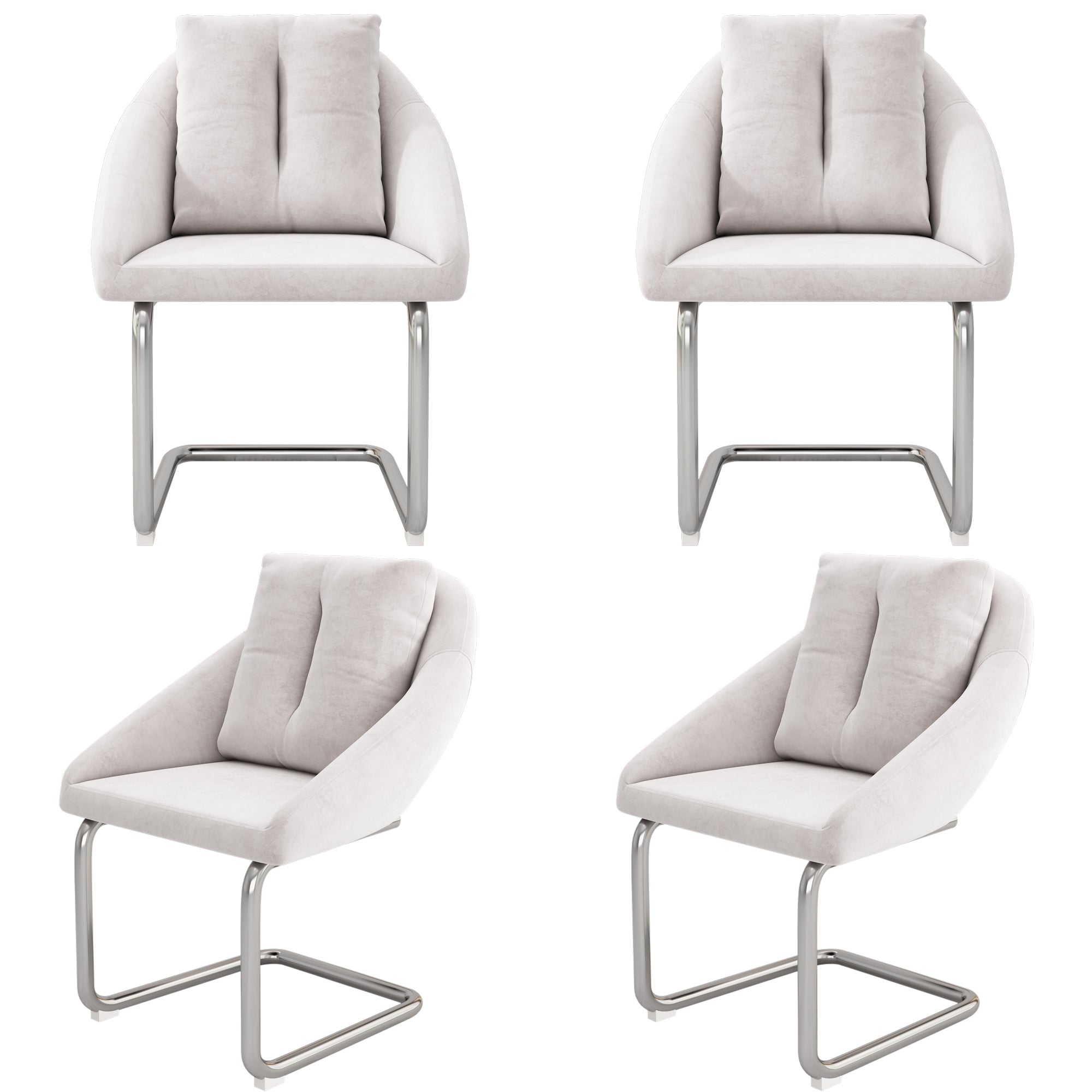 Velvet Dining Chair Set of 4, Luxurious Swivel with Cushions and Curved Legs, Beige Samt
