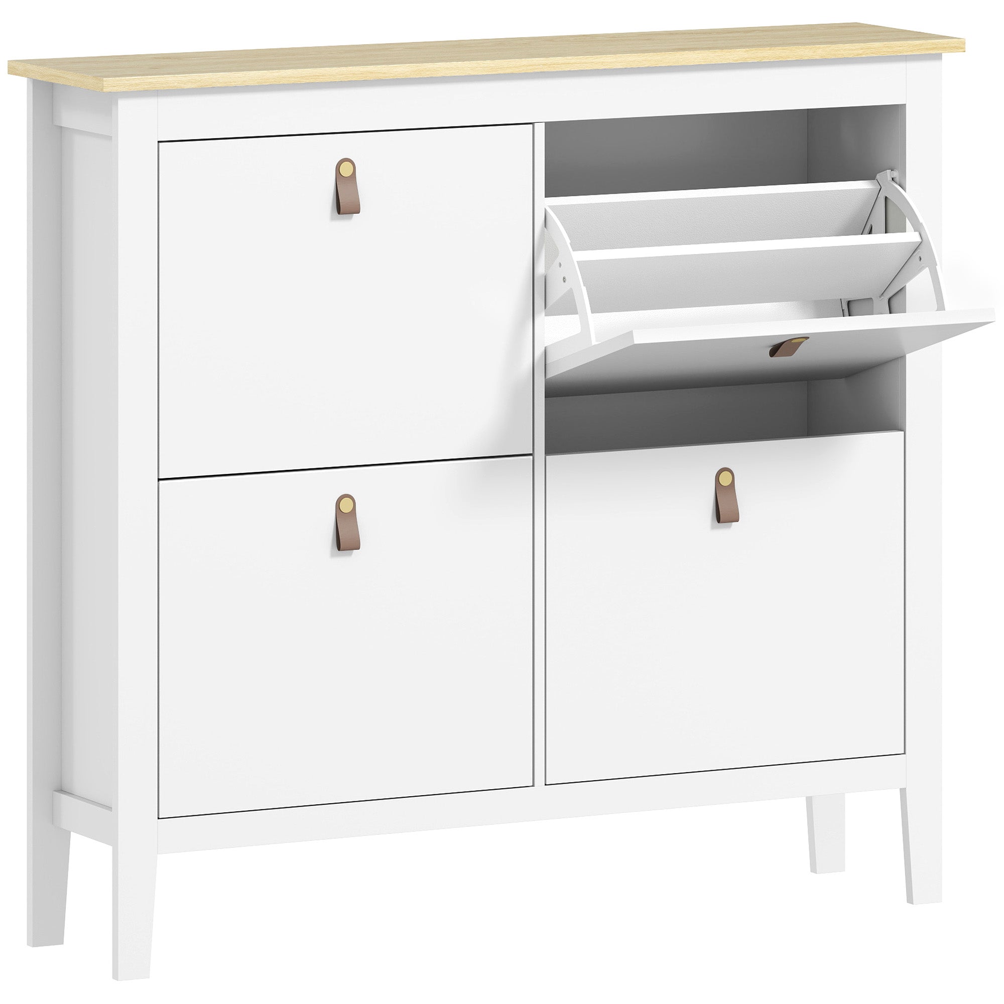 Modern Four-Drawer Shoe Cabinet with 20-Pair Capacity - White