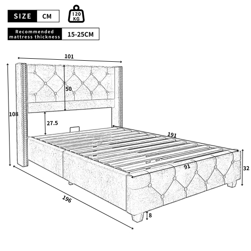 Pink Velvet Upholstered 3ft Single Bed with Slatted Frame