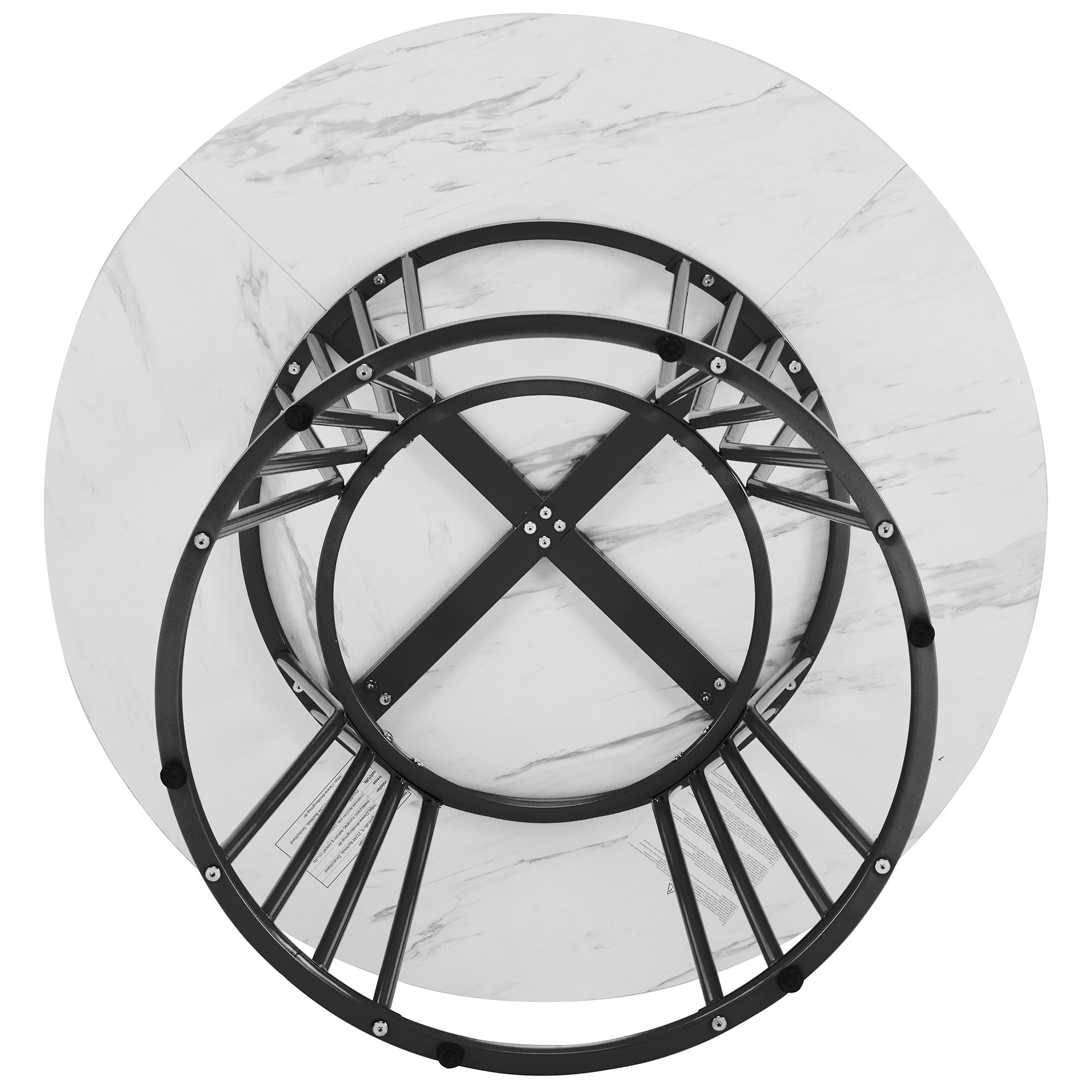 Dining Table Set 5-Piece Round 100cm Black Metal White MDF Dark Grey Velvet