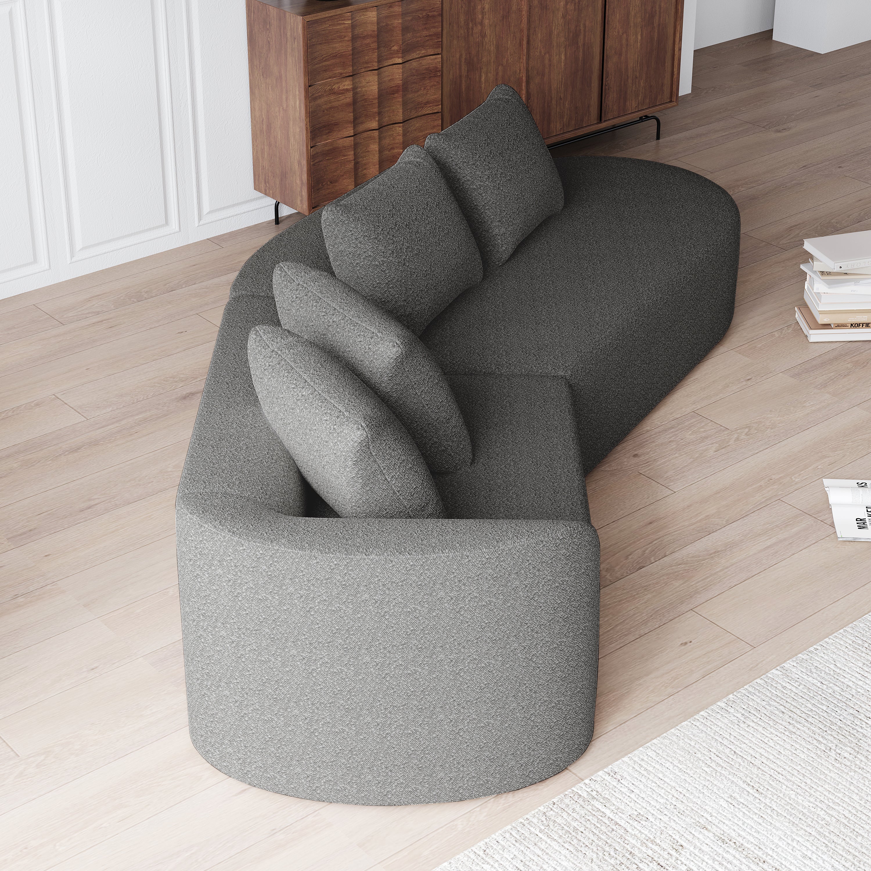 Chenille Sofa, Modern Oversized 4-Seater Corner with Deep Seat & Pillows, Cloud Couch