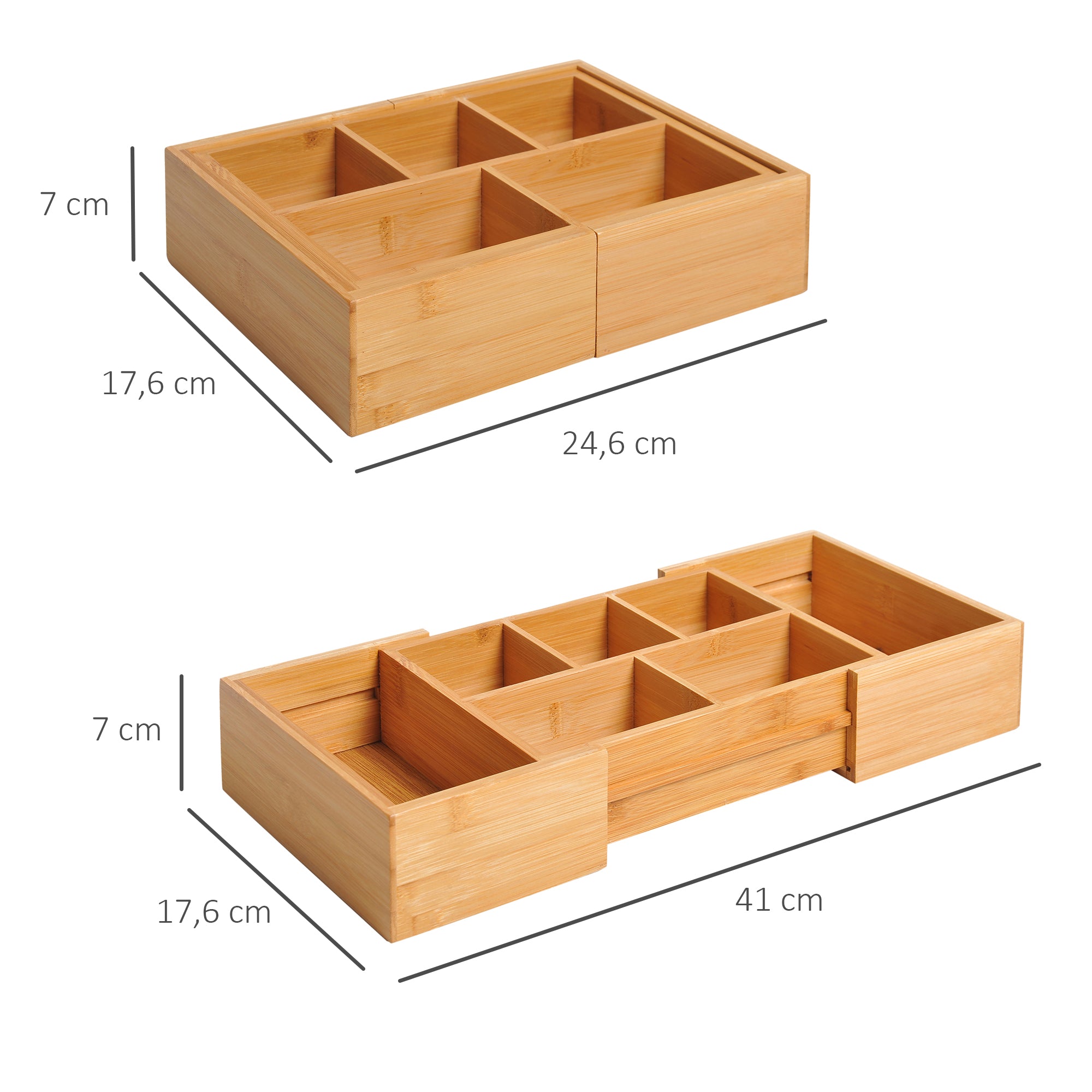 Storage Box Drawer Organizer, Extendable, Bamboo Natural