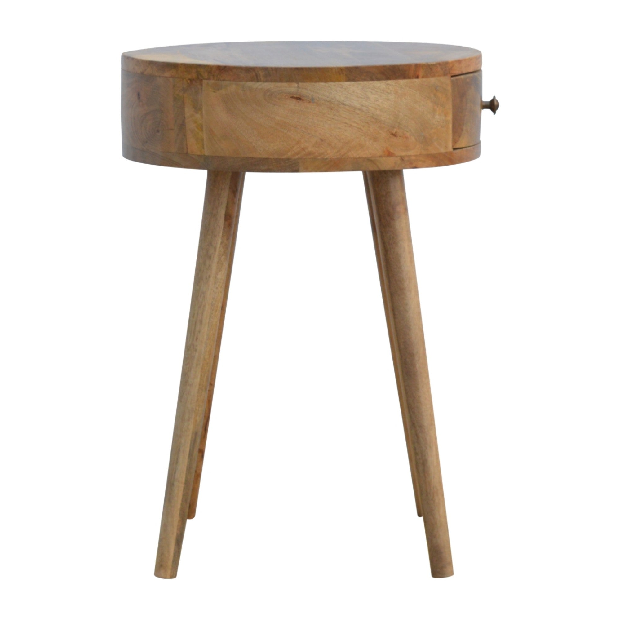 Solid Wood Bedside, Circular Shaped 1 Drawer, Nordic