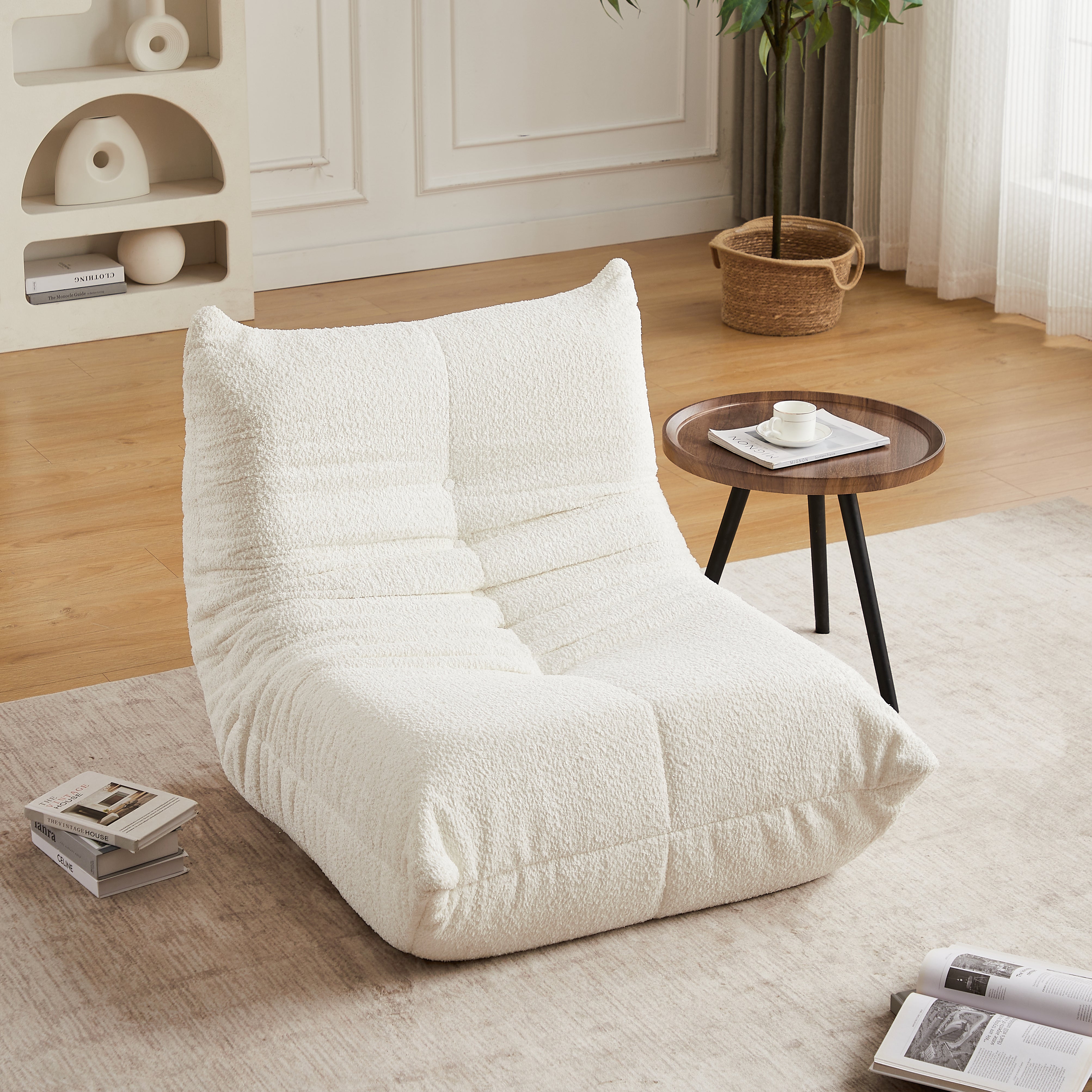 Togo Style Floor Lounge Chair Armless Memory Foam - Chenille