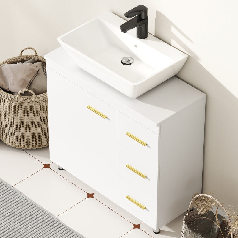 Bathroom Vanity Unit, 3-Tier Design, White