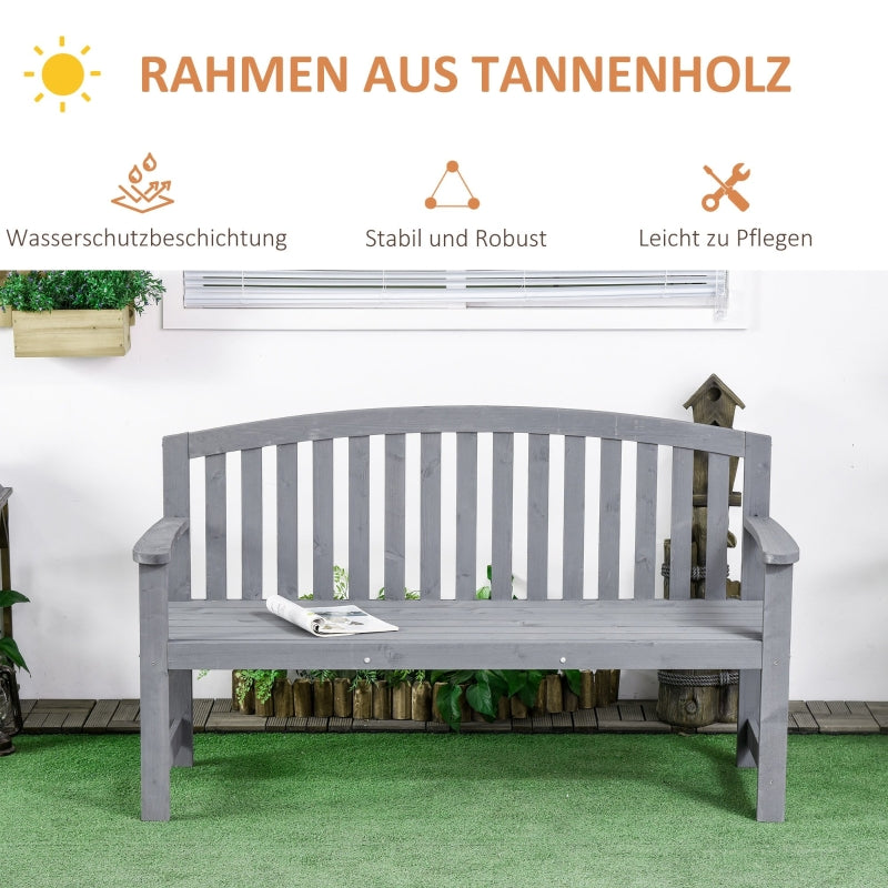 2-Seater Garden Bench Weatherproof with Backrest - Wooden Grey