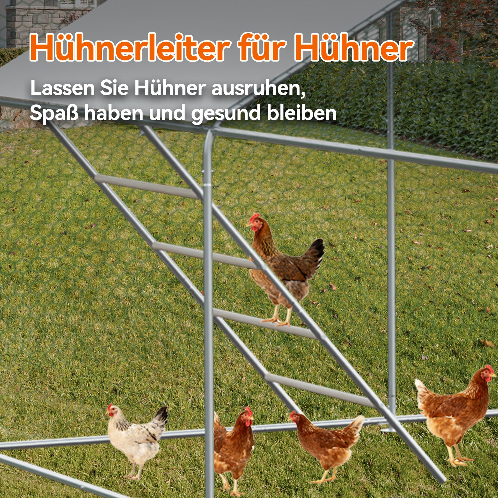 Chicken Run 3x6x2m Metal Enclosure with Safety Lock and Waterproof PE Cloth