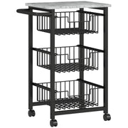 Kitchen Trolley 3-Tier Rolling 3 Steel Baskets