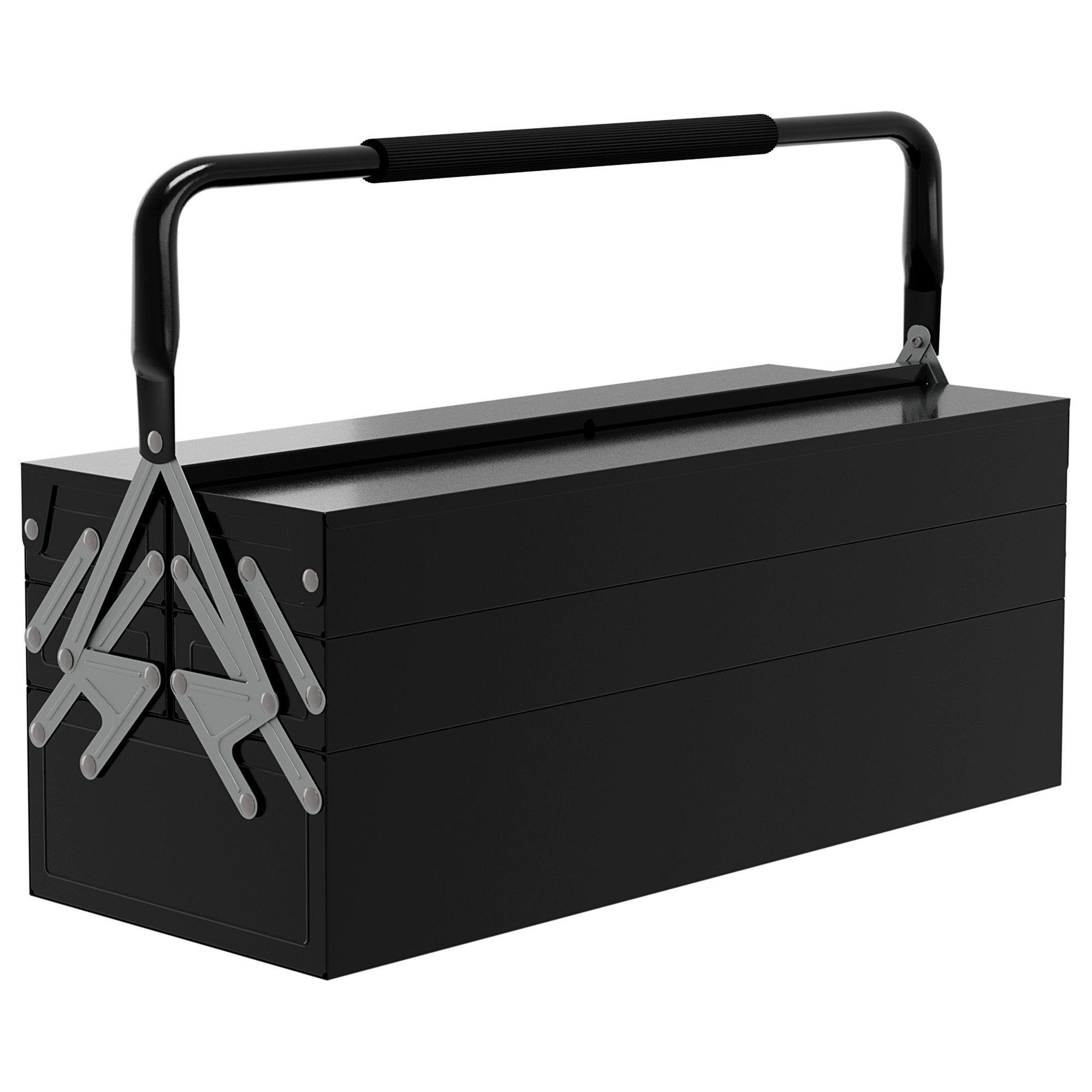 durhand tool case 5 compartments foldable steel black